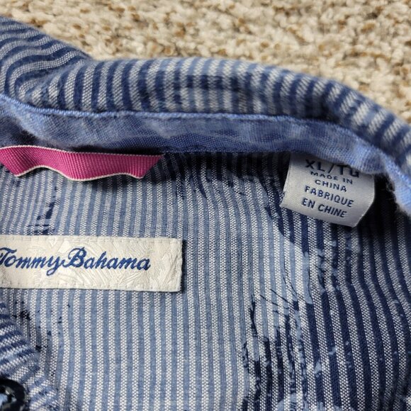 Tommy Bahama Shirt Mens XL Blue Floral Button Up Short Sleeve Hawaiian - Picture 2 of 7